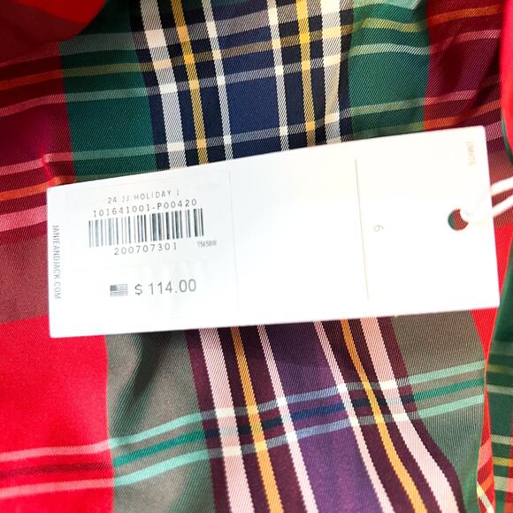 JANIE AND JACK Girls Holiday Plaid Dress Size 6 Red Green Short Sleeve NWT - Picture 7 of 11